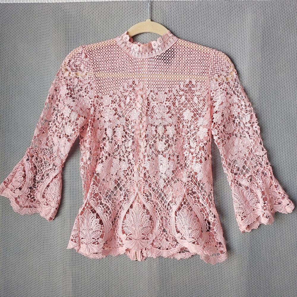 Bold Elements 3/4 Sleeve Lace Crochet Blouse
